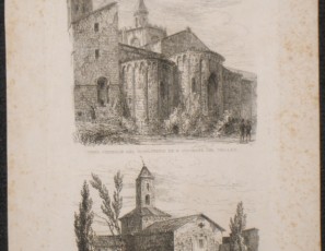 Vista del Monasterio de St. Cugat del Vallés y la Iglesia de St. Pere en Terrassa