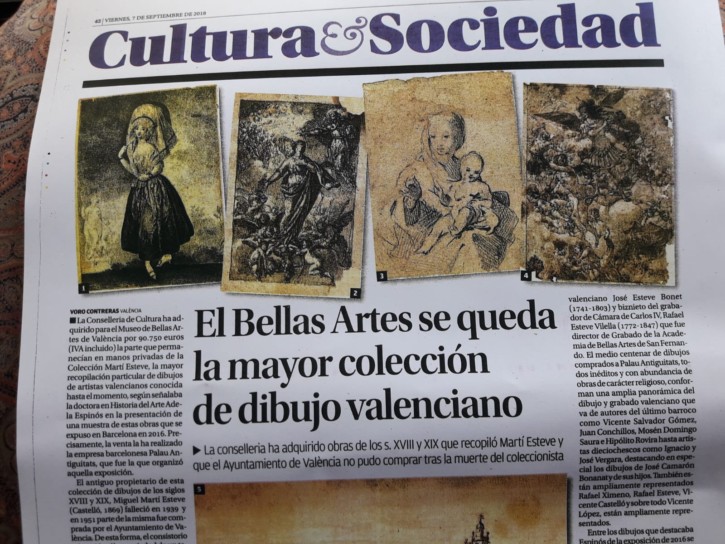 Palau Antiguitats vende al Museo Pío V de Valencia dibujos de la colección Miguel Martí Esteve. . 