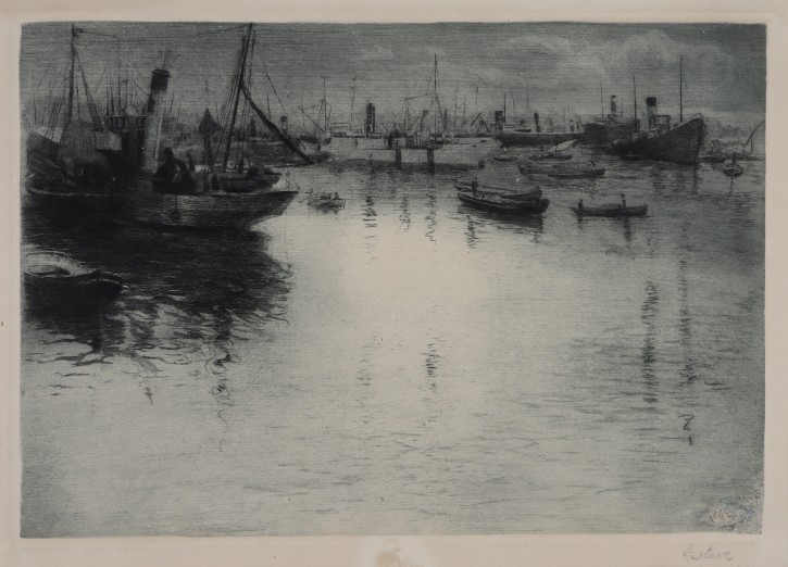 Boats in the port. Esteve i Botey, Francesc (1884-1955). Ca. 1920. Precio: 250€