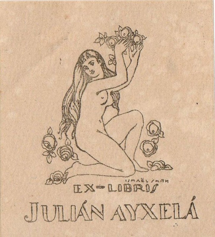 Ex-libris Julián Ayxelà. Smith, Ismael (1886-1972). Ca. 1914