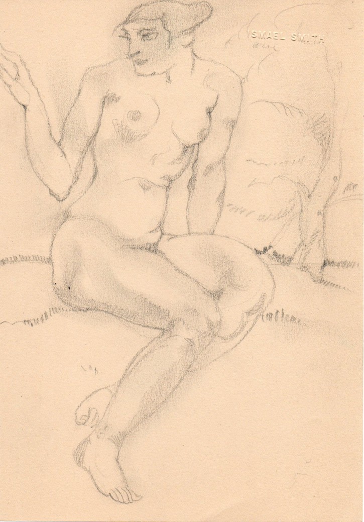 Naked woman seated