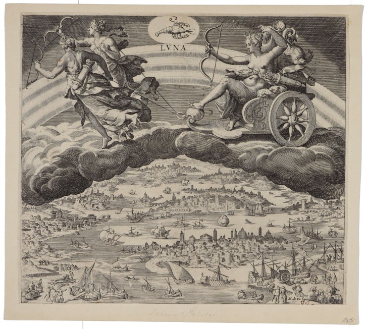 Allegory of the Moon. Fentzel, Gregor - Vos, Martin de (1532-1603) - Sadeler, Jan (1550-ca. 1600). 1585 (2ª edición, 1650)