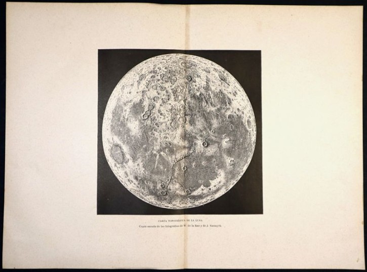 Topographic map of the Moon. Montaner y Simón. 1878. Precio: 180€