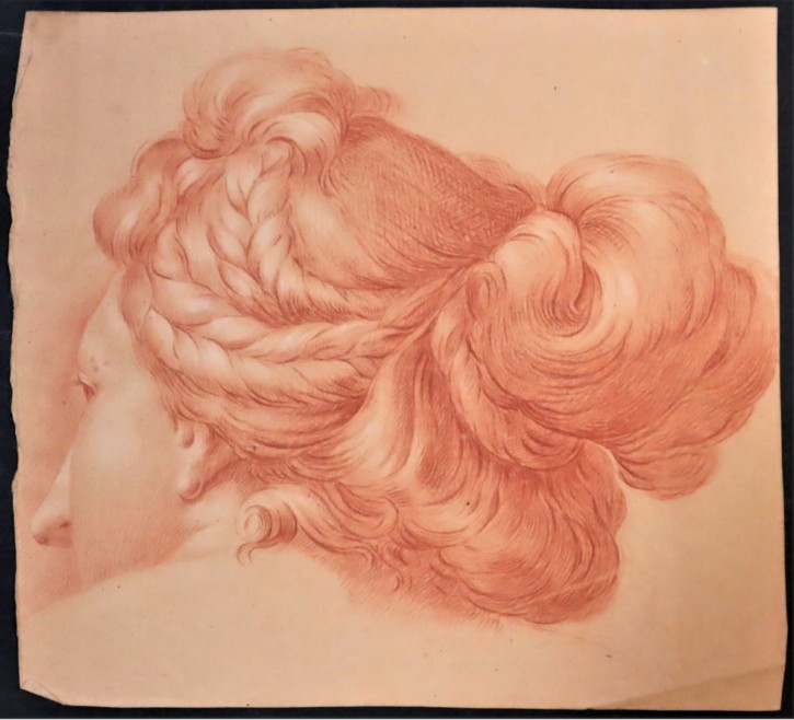 Estudio de tocado y cabeza de mujer. Anónimo. Primer tercio siglo XIX. Precio: 1200€