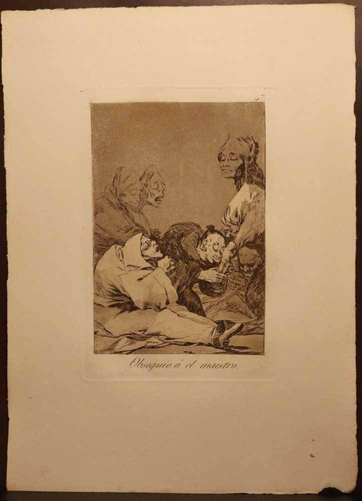 Obsequio á el maestro. Goya Lucientes, Francisco de (1746-1828) - Calcografía Nacional. 1797-1799. Décima edición (1918-1928). Precio: 600€