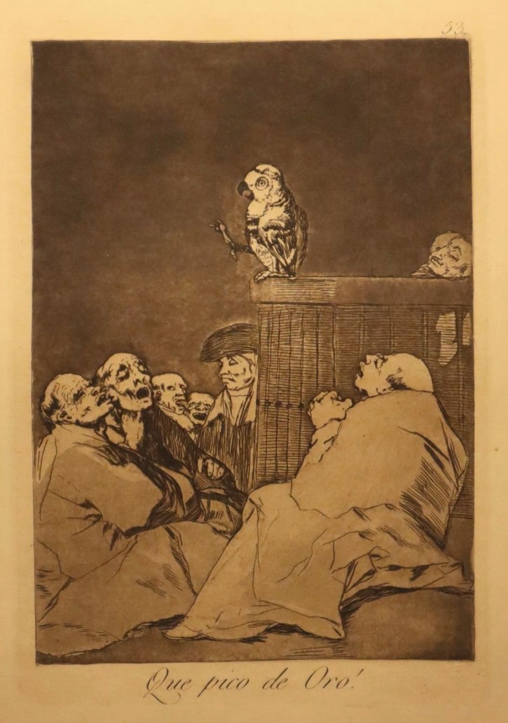 Que pico de oro!. Goya Lucientes, Francisco de - Calcografía Nacional. 1797-1799, 12ª edición (1937). Precio: 600€