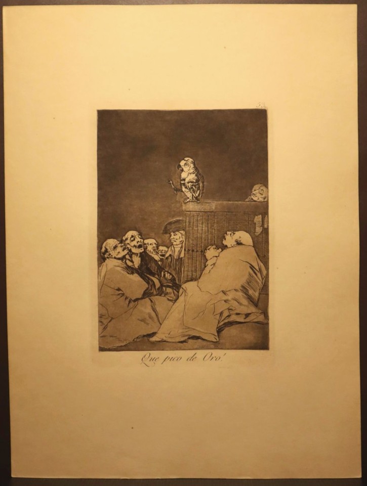 Que pico de oro!. Goya Lucientes, Francisco de - Calcografía Nacional. 1797-1799, 12ª edición (1937). Precio: 600€