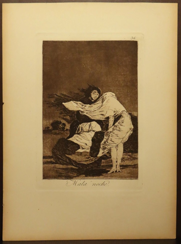 Mala noche. Goya Lucientes, Francisco de - Calcografía Nacional. 1797-1799, 5ª edición (1881-1886). Precio: 500€