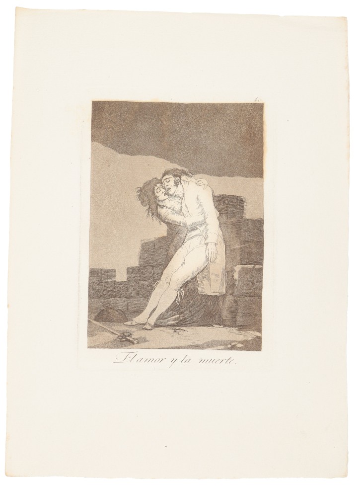 El amor y la muerte. Goya Lucientes, Francisco de (1746-1828) - Calcografía Nacional. 1797-1799. Décima edición (1918-1928). Precio: 600€