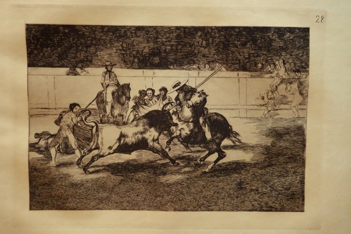 El esforzado Rendon picando un toro, de cuya suerte murió en la Plaza de Madrid. Goya Lucientes, Francisco de - Calcografía Nacional. 1816, Séptima edición (1937). Precio: 600€