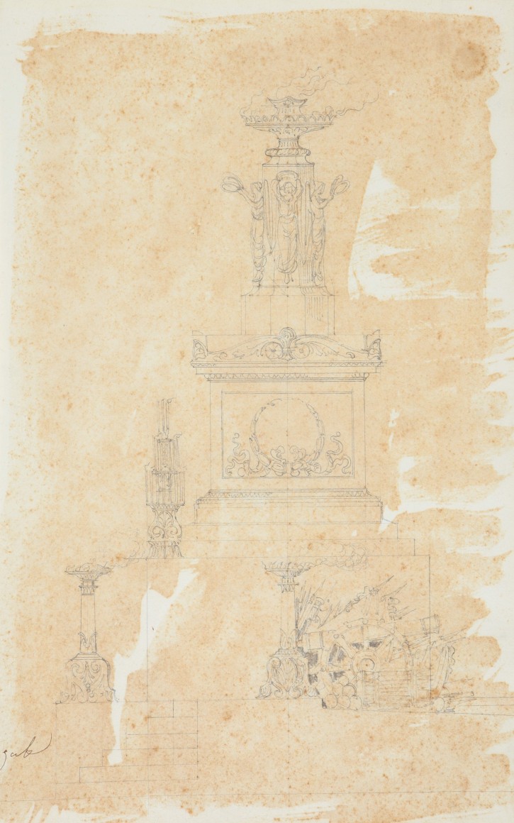 Pair of commemorative ephemeral memorial designs. Rigalt i Farriols, Lluís (1814-1894). Mediados siglo XIX. Precio: 1.200€