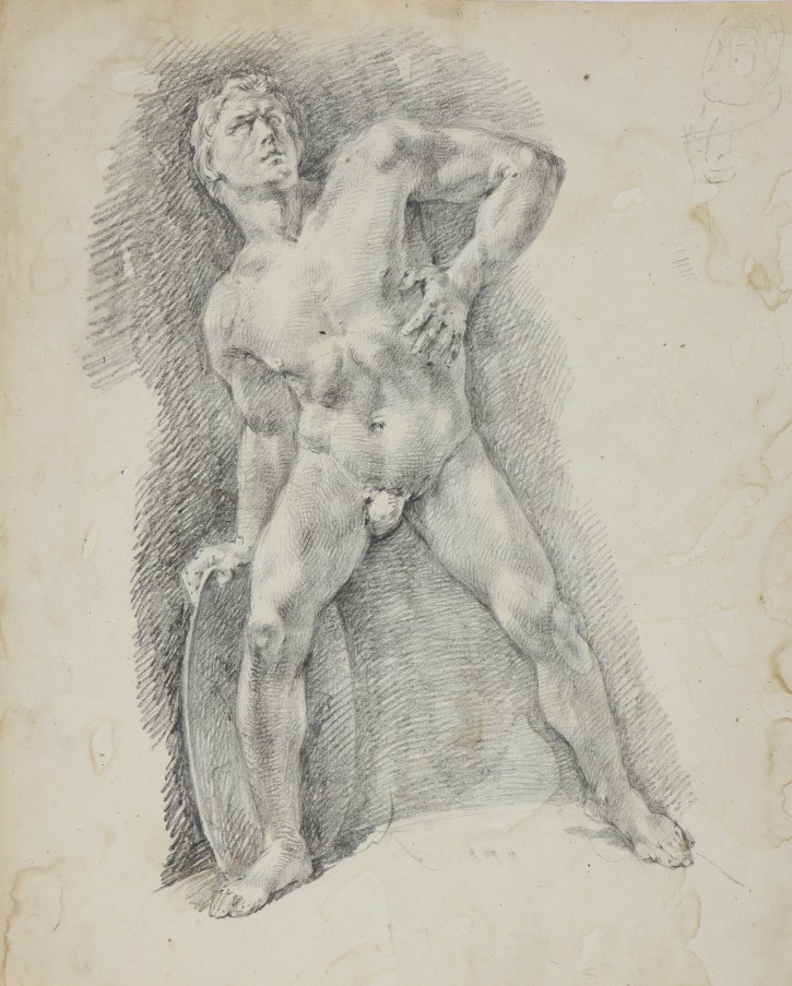 Study of standing male figure with shield. . Mediados siglo XIX. Precio: 300€