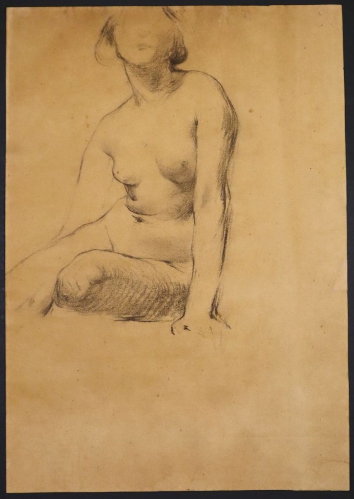 Study of seated female figure. Llimona, Josep (1864-1934). Ca. 1910-1920