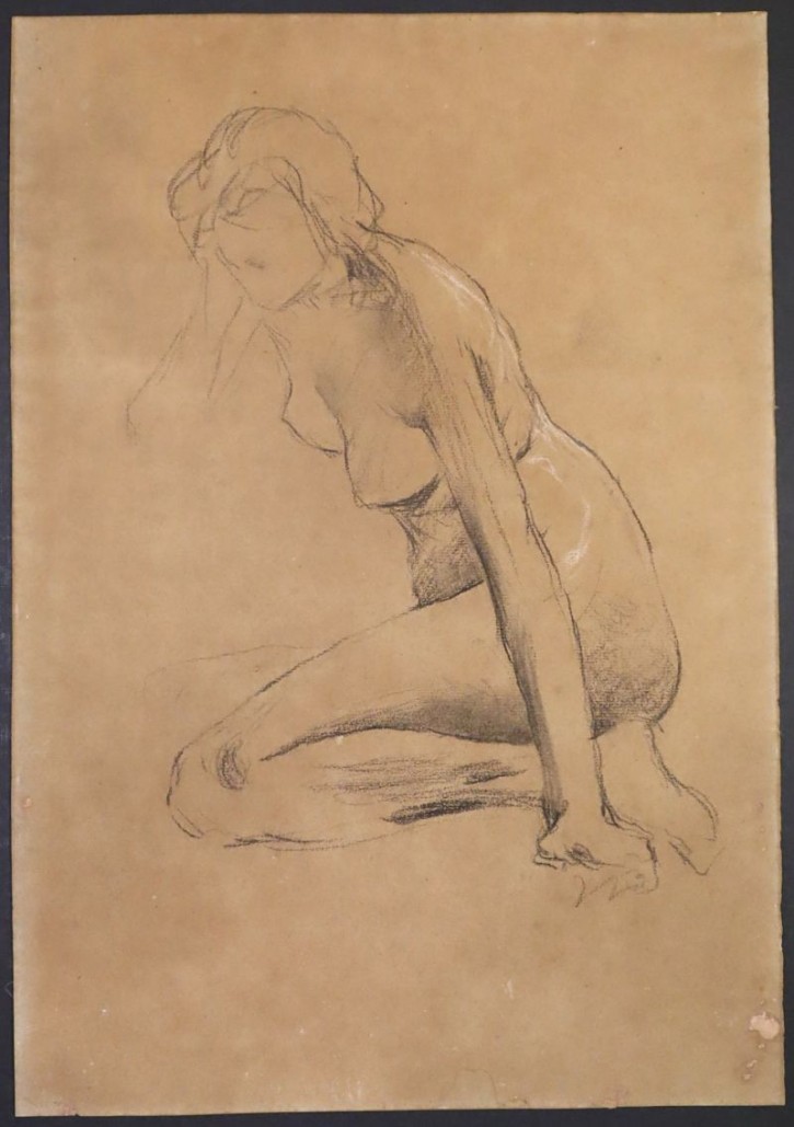 Estudio de figura femenina arrodillada. Llimona, Josep. Ca. 1910-1920