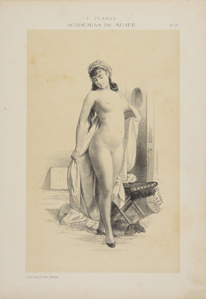 Woman with mirror and toilet scene. Planas, Eusebi (1833-1897) - Aleu y Fugarull, J. (1845-1923). 1883. Precio: 250€