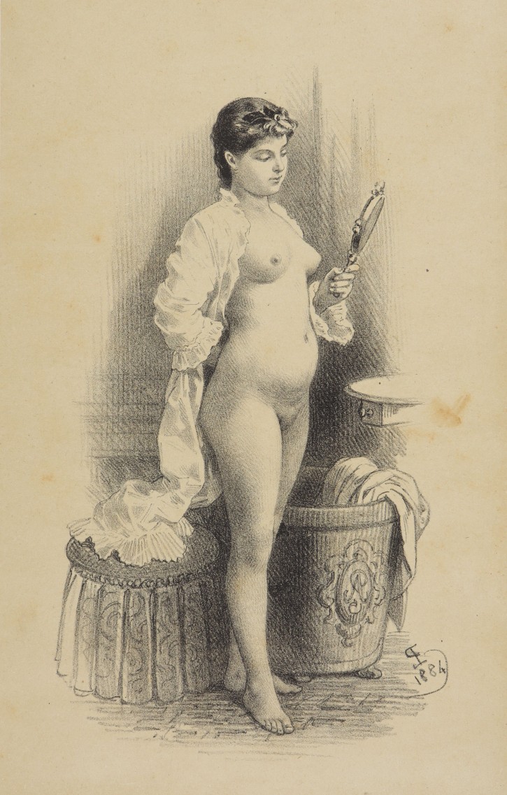 Half naked woman looking in the mirror. Planas, Eusebi (1833-1897) - Aleu y Fugarull, J. (1845-1923). 1883. Precio: 250€