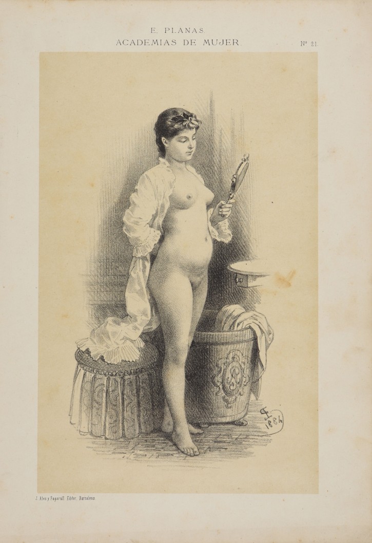 Half naked woman looking in the mirror. Planas, Eusebi (1833-1897) - Aleu y Fugarull, J. (1845-1923). 1883. Precio: 250€