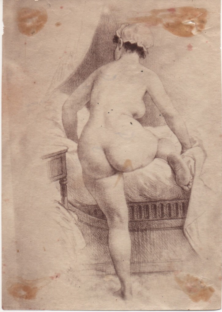 Naked woman entering bathtub. Planas, Eusebi (1833-1897) - Aleu y Fugarull, J. (1845-1923). Ca. 1890. Precio: 100€