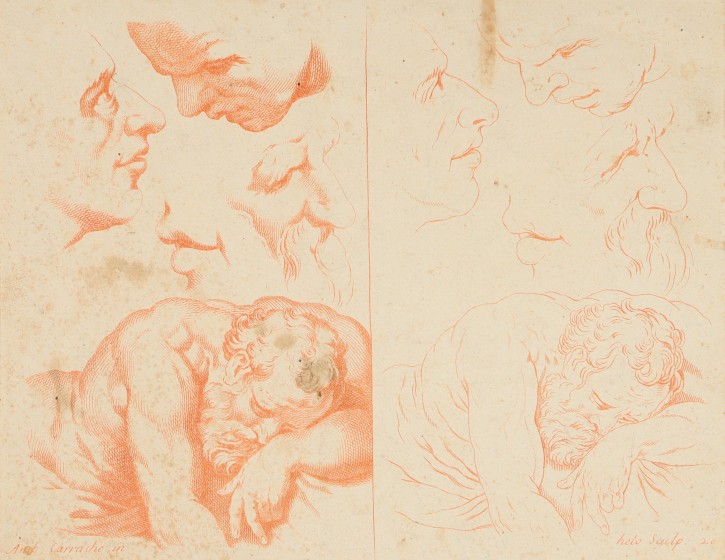 Studies of figures and heads. Helo - Le Brun, Charles (1619-1690). . Precio: 800€