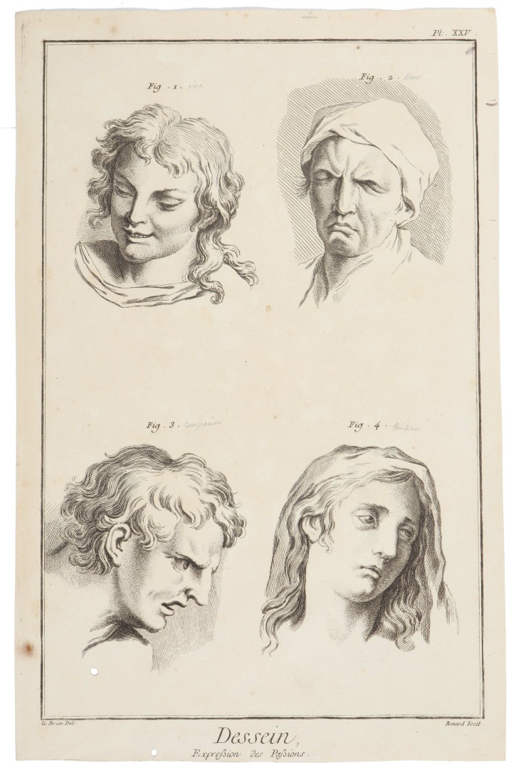 Study of faces and expressions. Picart, Bernard (1673-1733) - Le Brun, Charles (1619-1690). Ca. 1734. Precio: 150€