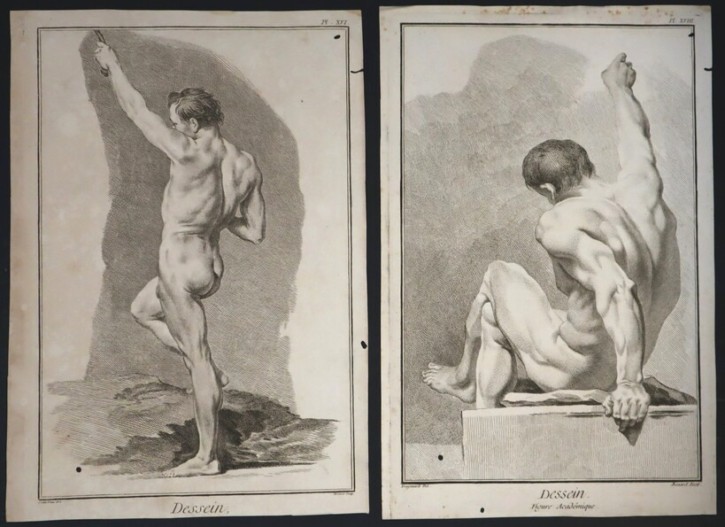 Estudios de figuras humanas y proporciones. Bénard, R. y Prévost, B. L. - Cochin, Charles-Nicolas. 1751-1772. Precio: 120€