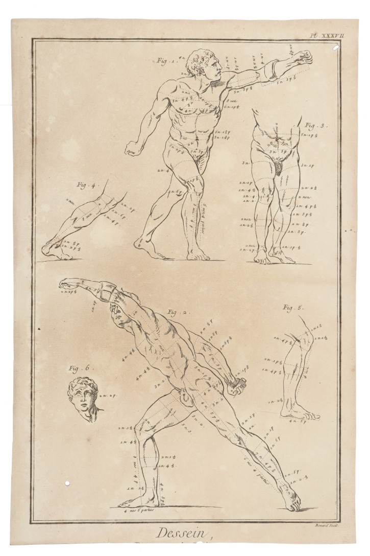 Estudio de proporciones y medidas de obras clásicas. Bénard, R. (1734-1777) - Cochin, Charles-Nicolas (1715-1790). 1750-1780. Precio: 720€