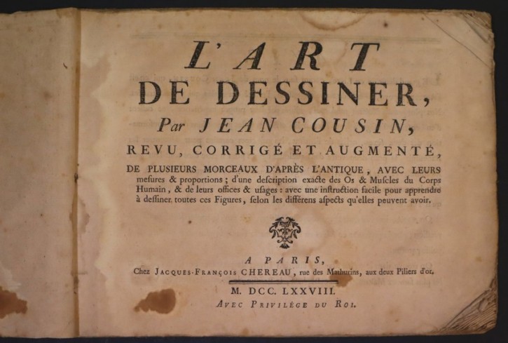 Book "L’Art de dessiner par Jean Cousin, revu, corrigé et augmenté...". Cousin, Jean (ca. 1522-1594) - Chereau, Jacques (1688-1776). 1778 [1595]