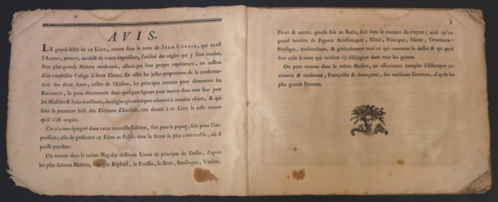 Book "L’Art de dessiner par Jean Cousin, revu, corrigé et augmenté...". Cousin, Jean (ca. 1522-1594) - Chereau, Jacques (1688-1776). 1778 [1595]