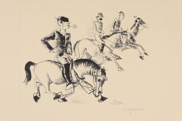 Cavaller al trot i altres dos. Nogués i Casas, Xavier (1873-1941). 1937. Precio: 1800€