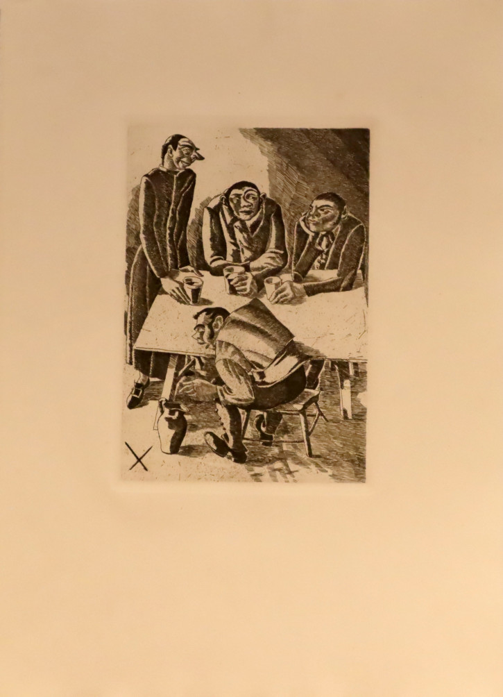 Quatre al voltant d’una taula. Nogués i Casas, Xavier. 1934. Precio: 500€