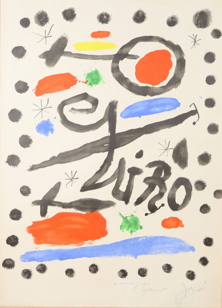 Cartel original para la exposición "Joan Miró", Sala Gaspar, Galería René Métras y Belarte. Miró, Joan (1893-1983). 1964. Precio: 2500€