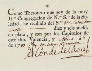 Como Thesorero que soy de la muy ilustre Congregacion de Ntra. dra. de la Soledad