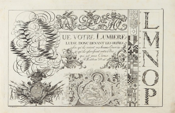 Print formed from the combination of calligraphy, the alphabet, letters and figures. Cöntgen, Heinrich Hugo (1727-1792). 1782. Precio: 250€