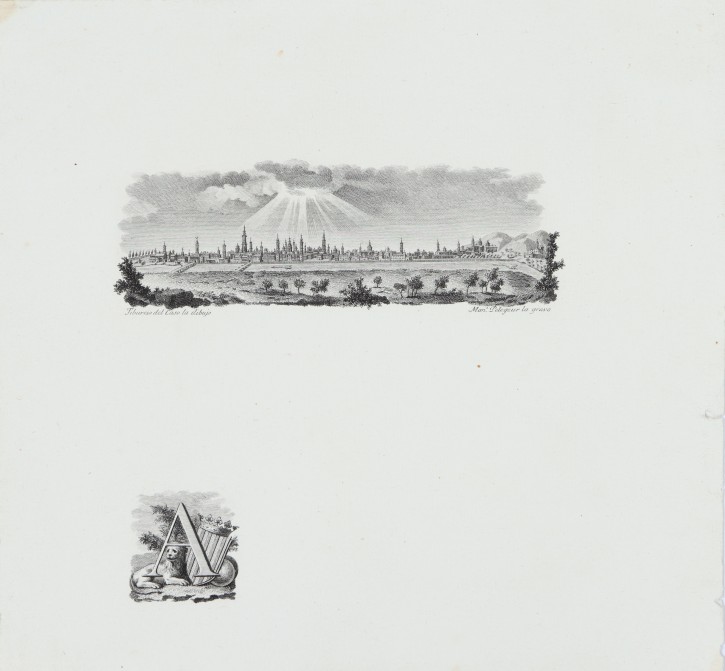 View of Zaragoza. Pelengeur, M - Caso, Tiburcio del (1769-1846). 1796. Precio: 750€