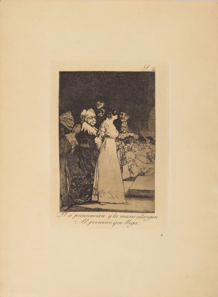 El si pronuncian y la mano alargan al primero que llega. Goya Lucientes, Francisco de (1746-1828) - Calcografía Nacional. 1797-1799, 12ª edición (1937). Precio: 600€