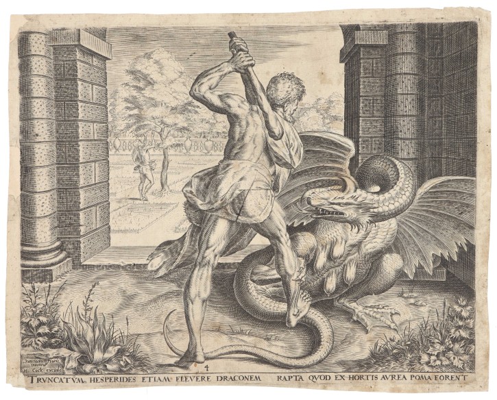 Hércules luchando contra la hidra. Cock, Hieronimus (1510-1570) - Horis, Franciscus. . Precio: 500€