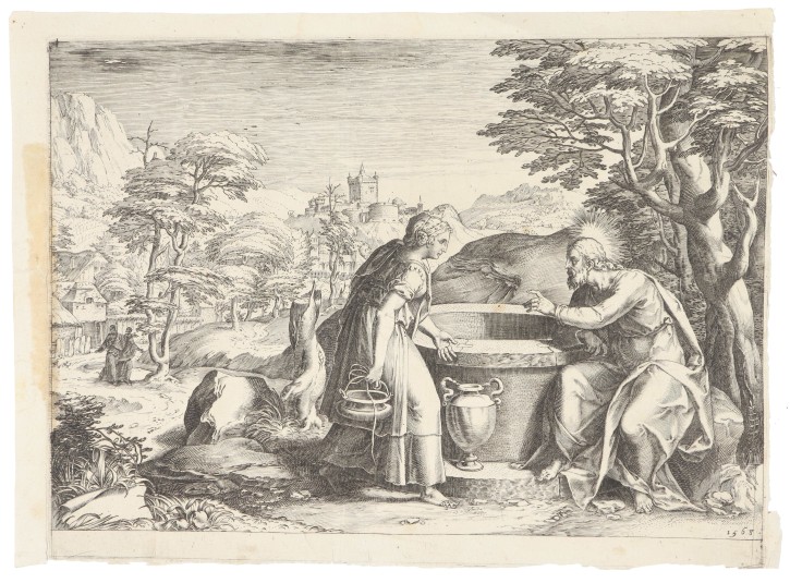 Christ and the Samaritan woman. Cort, Cornelius (1533-1578). 1568. Precio: 1.500€