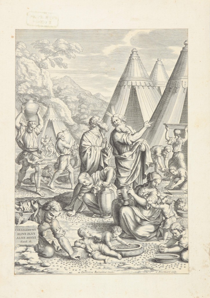 The Israelites receiving the manna. Bloemaert, Cornelis (1603-1692) - Rainaldi, Carlo (1619-1698). . Precio: 1.200€