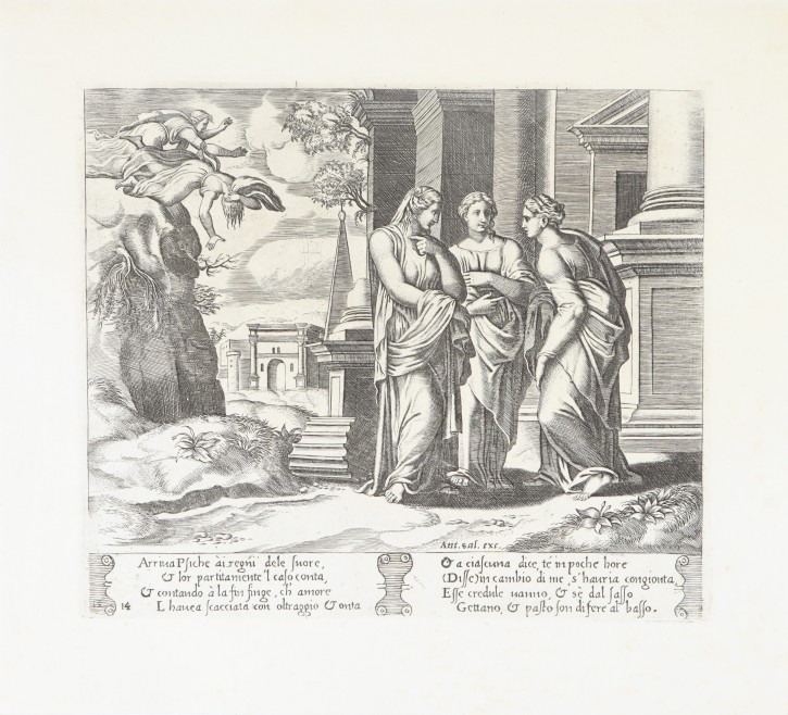 Fábulas de Psique (conjunto de cuatro estampas). Daddi, Bernardo (c. 1512-1570) - Coxcie I, Michel (1499–1592) - Salamanca, Antonio (1478-1562). . Precio: 250€