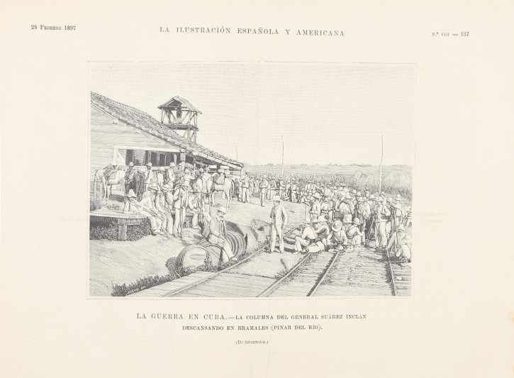 1896. Conjunto de 7 ilustraciones-grabado de ferrocarriles de la Isla de Cuba. . 1896