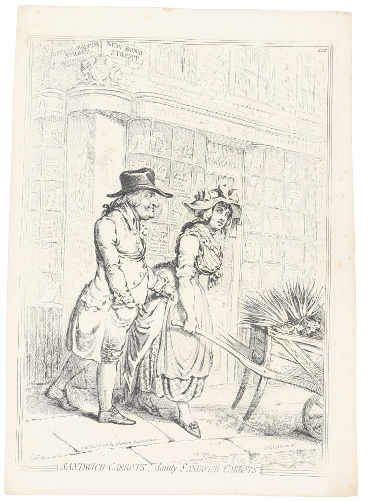 Sandwich - pastanagues!. Gillray, James (1757-1815) - Humphrey, Hannah (1745, ca. 1818). 1796. Precio: 150€