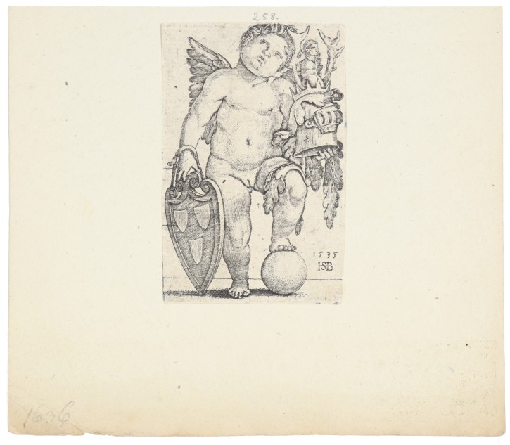 Putti con casco y escudo. Beham, Sebald Hans (1500-1550). . Precio: 400€