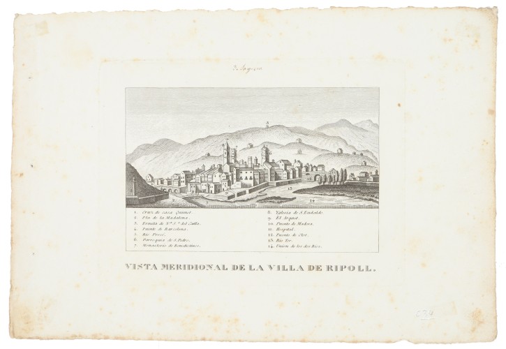 Three prints with views of Calella de la Costa (illuminated), Solsona and Ripoll. . . Precio: 250€