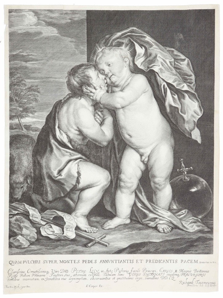 Reunion between the Infant Jesus and Saint John the Baptist. Jode, Arnoldus de (1638-1667) - Thomson, Richard (1794-1865). 1666. Precio: 700€