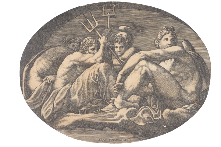 Apollo, Neptune, Pluto and Athena. Ghisi, Giorgio Mantovano (1520-1582). 1560. Precio: 750€