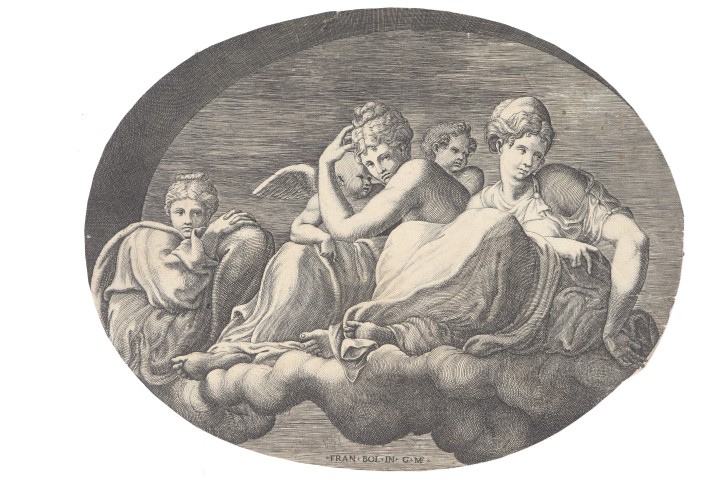 Venus, dos diosas y dos putti. Ghisi, Giorgio Mantovano (1520-1582). 1560. Precio: 750€