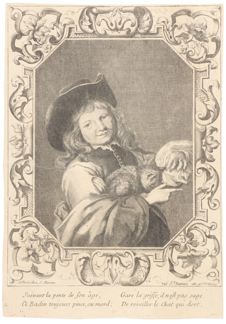 Boy with cat. Chereau, Jacques (1688-1776). . Precio: 450€