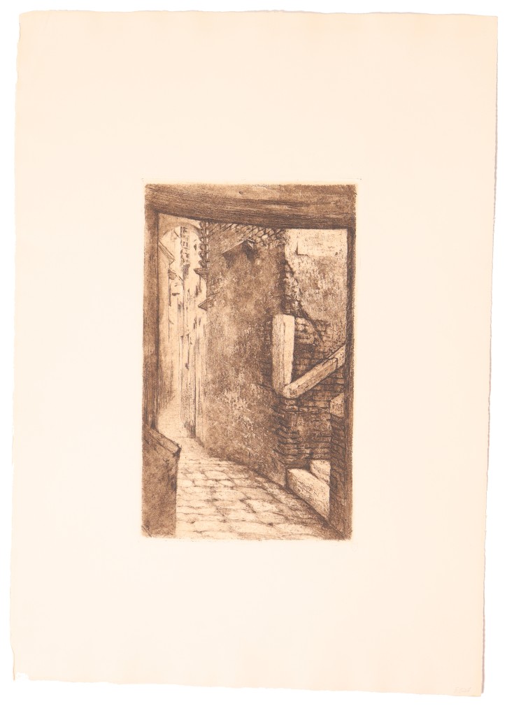 Sottoportico and street (Sottoportico et rue). Fortuny Madrazo, Mariano (1871-1949) - Calcografía Nacional. 1970. Precio: 500€