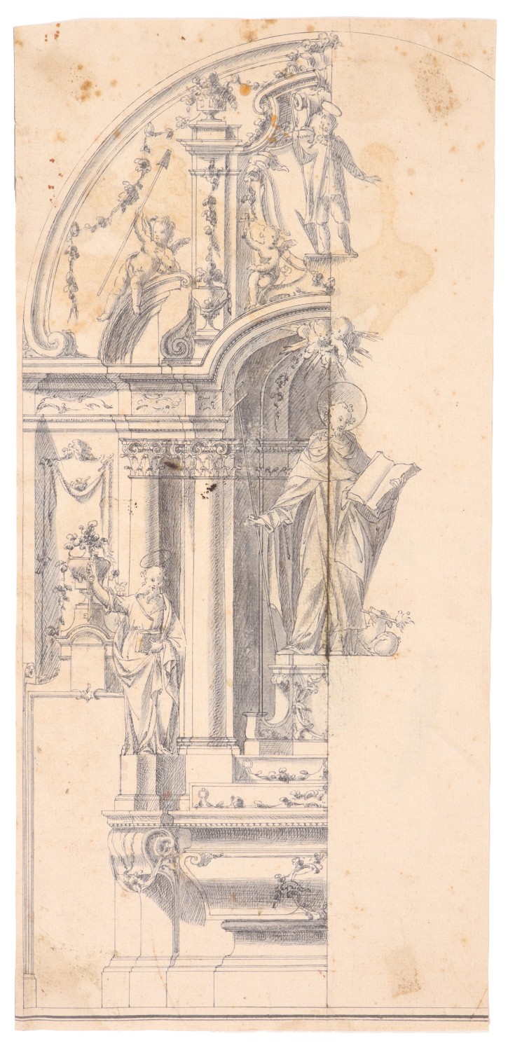 Design for an altarpiece with Saint Dominic of Guzmán and Saint Isidro Labrador. . 