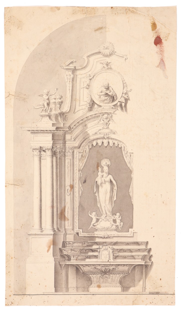 Design for an altarpiece dedicated to the Virgin. . 